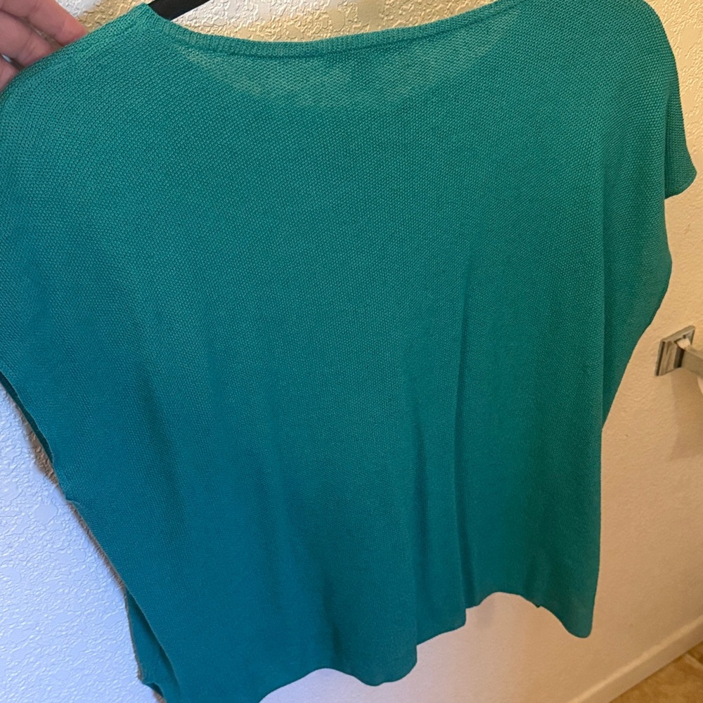 Eileen Fisher Women's Vibrant Teal cap Sleeve Top - Picture 4 of 5